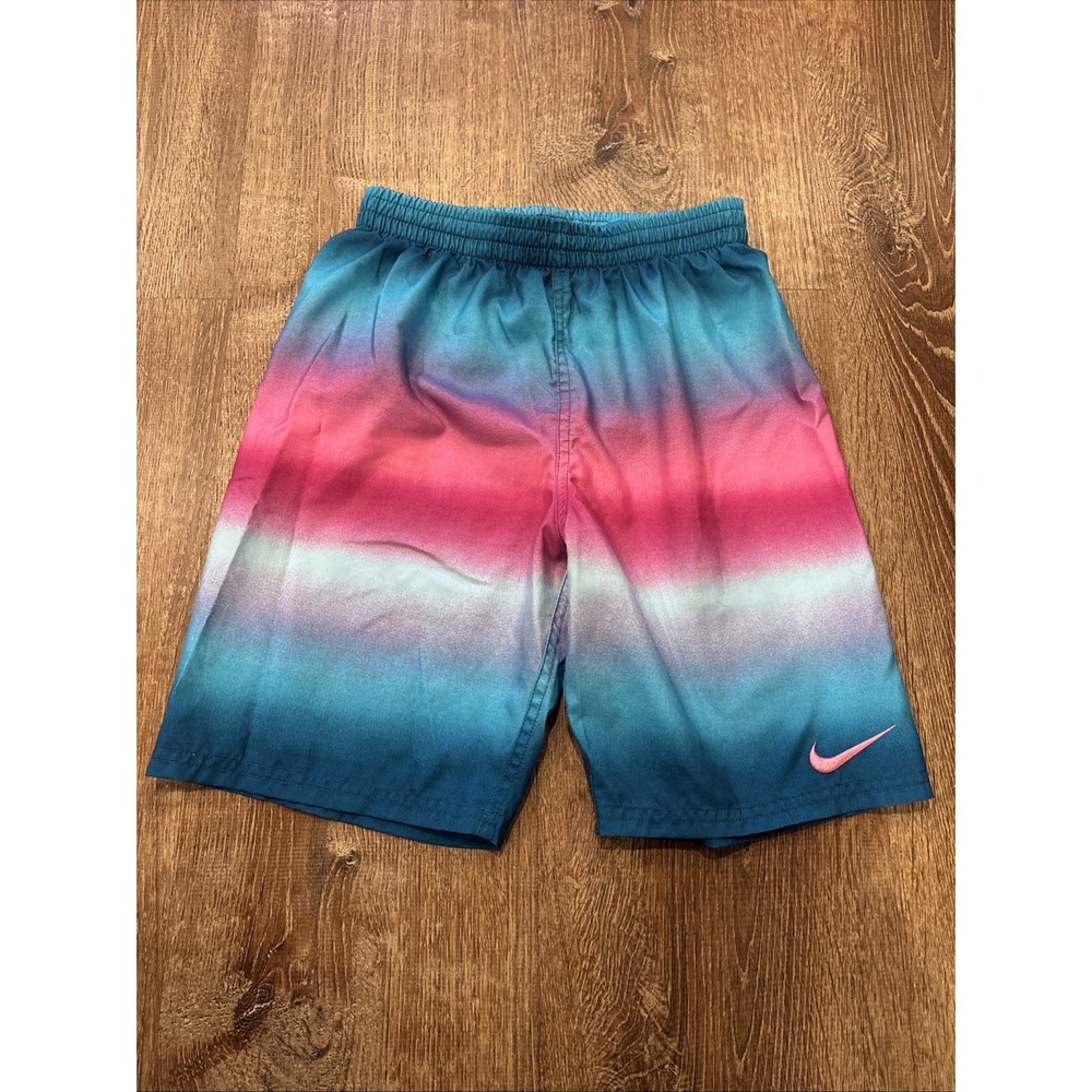 Nike Boys Bathing Suit Shorts L Blue Pink